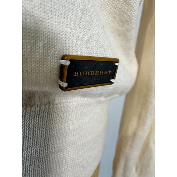 $395 Burberry London Beige Luxury Merino Wool Minimalist Sweater Pullover Sz L - Picture 3 of 16